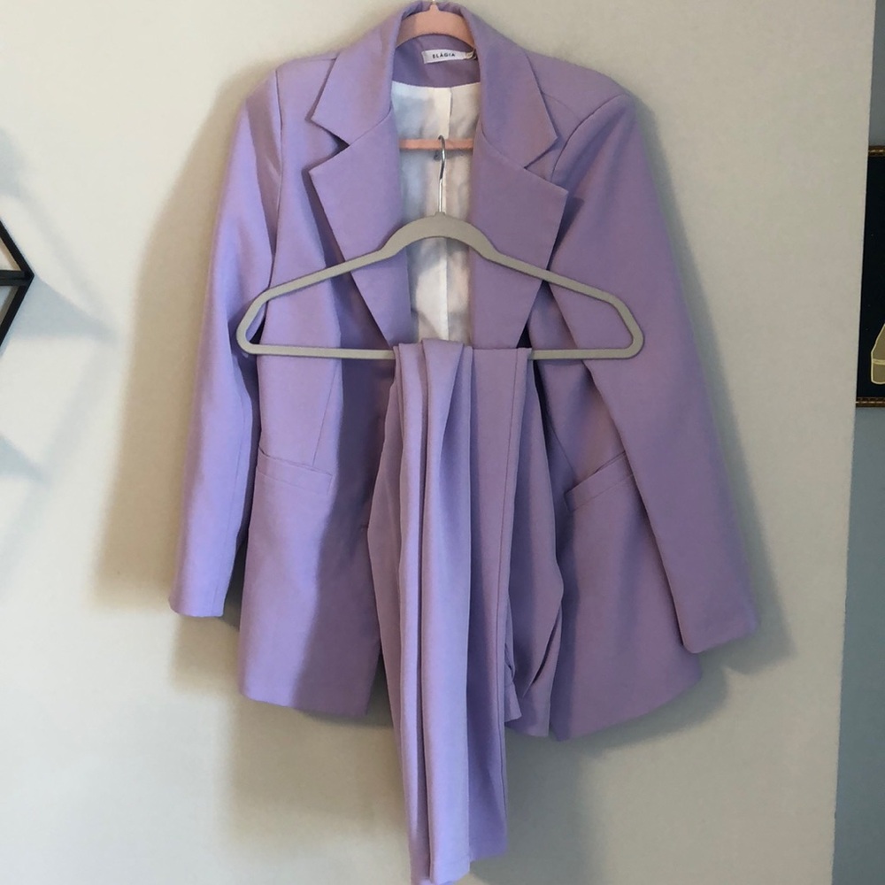 Elagia Purple Lilac Suit Jacket and Trouser Pants